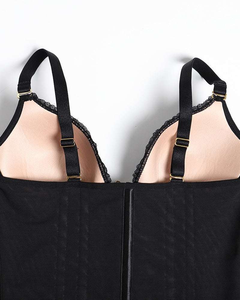 Shapshe® Fajas Colombianas Corset Top con Cremallera Entrenador de Cintura Love Pattern