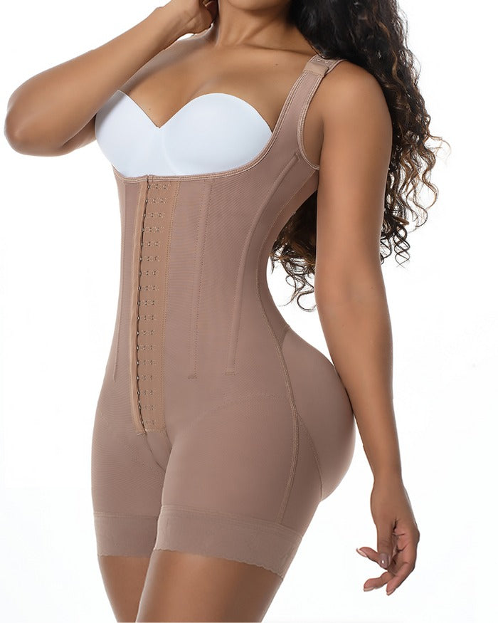 Shapshe® Faja Moldeadora de Alta Compresión con Escote Abierto, Body Adelgazante con Ganchos y Control de Abdomen