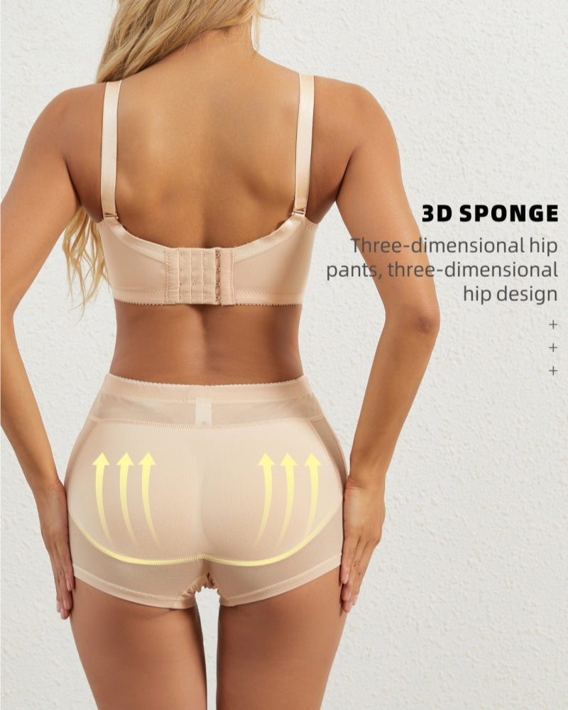 Shorts moldeadores de malla con control de abdomen, levantamiento de glúteos y almohadilla de espuma