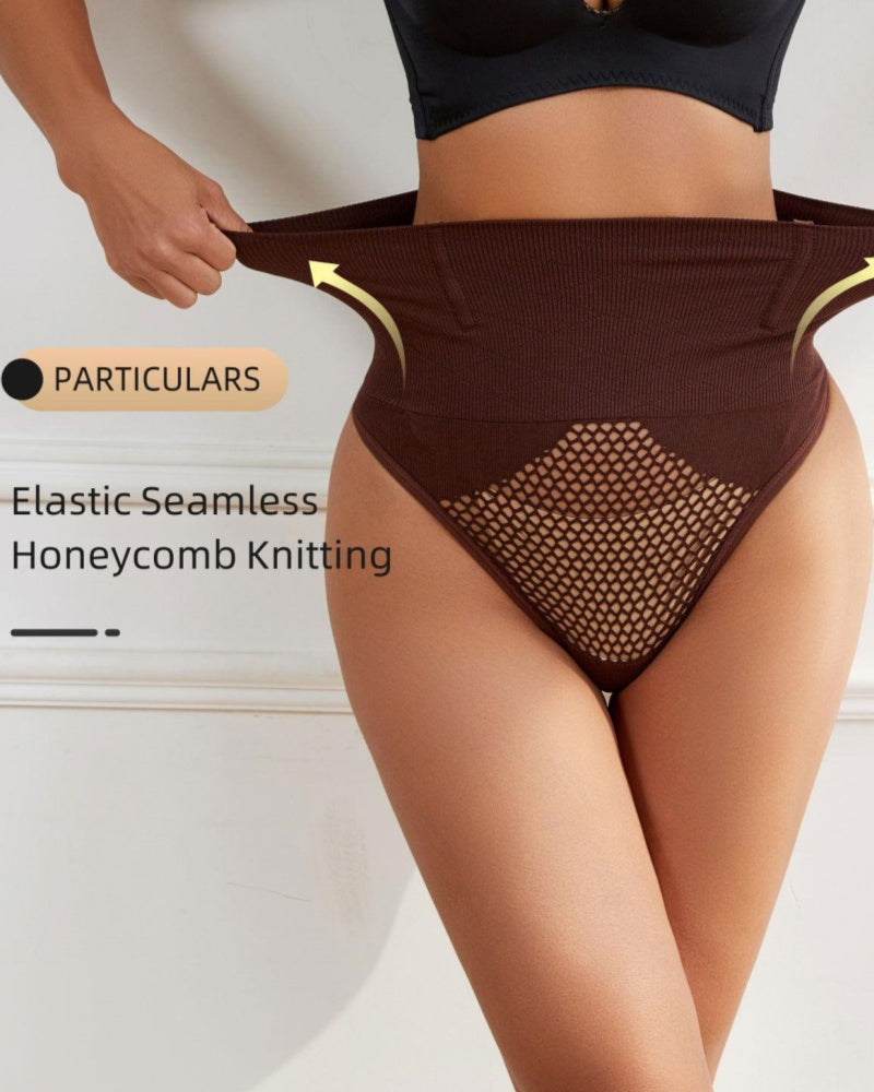 Faja Moldeadora Fina de Cintura Alta Hueca con Diseño para Abdomen en Estilo Tanga