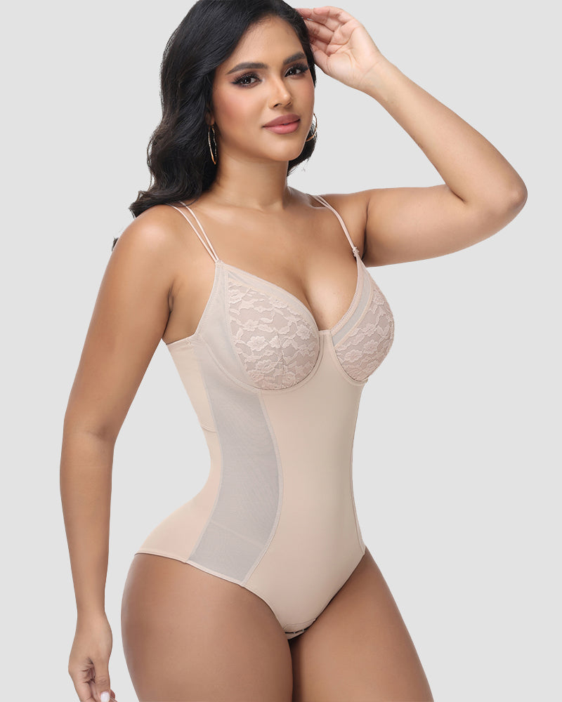 Shapshe® Body Modelador con Encaje en la Espalda, Cierre de Cordones y Control de Abdomen