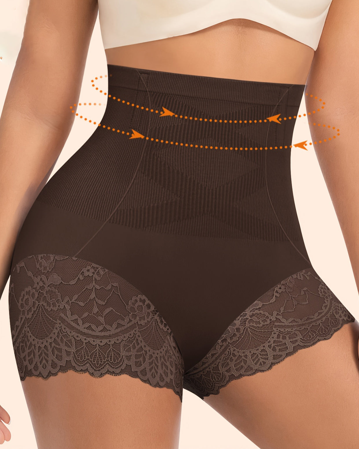 Ropa interior moldeadora de mujer con encaje, parche, control abdominal, tiro alto y levantacola