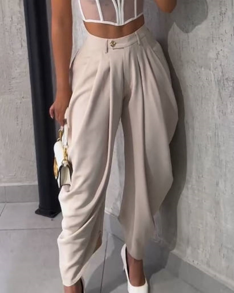 Pantalones Harem de Talle Alto Plisados y Pierna Ancha Shapshe® Leisure