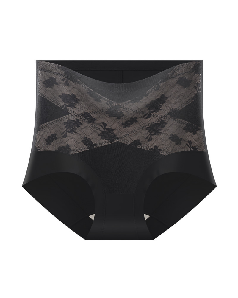 Panties moldeadores de control abdominal con encaje floral de cintura alta