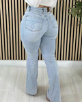 Jeans Acampanados de Cintura Alta Lavados con Control de Abdomen Elegantes