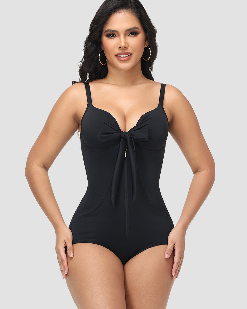 Shapshe® Traje de Baño Moldeador con Escote en V, Cierre y Lazo
