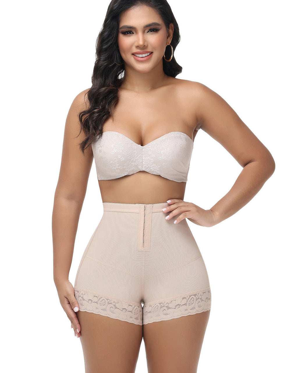 Shorts Shapshe® de Cintura Alta con Levantamiento de Cadera y Cierre Frontal de Gancho