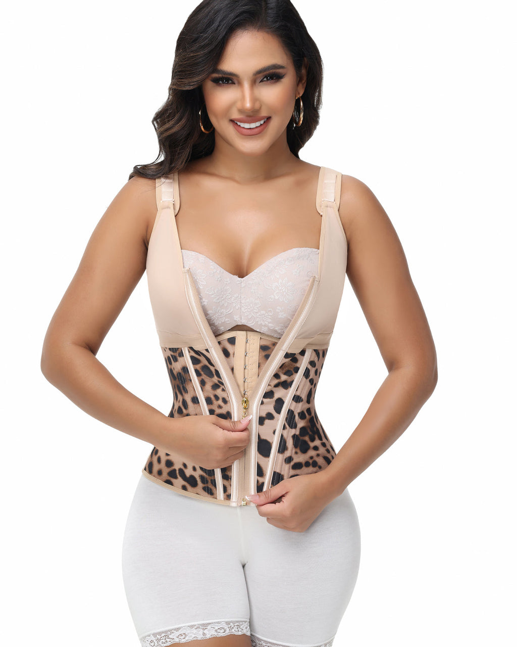 Chaleco de Leopardo para Mujer con Control de Abdomen y Cinturilla Moldeadora con Sostén
