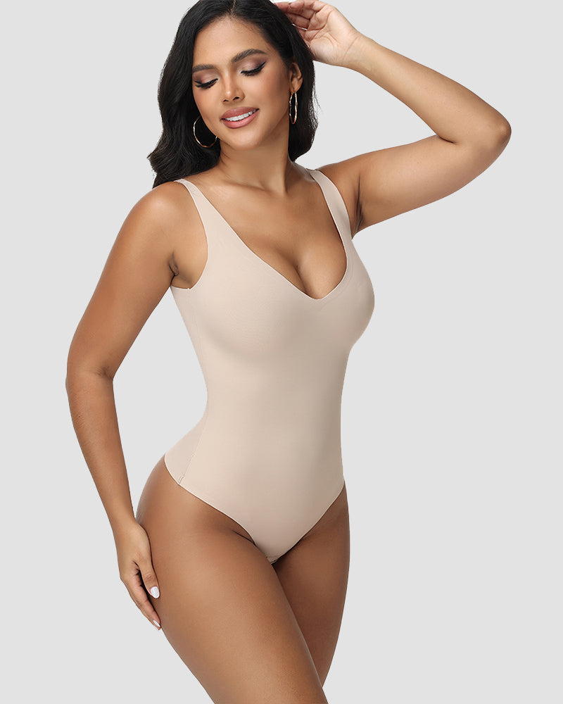 Shapshe® Body sin Costuras con Escote en V y Control de Abdomen tipo Tanga