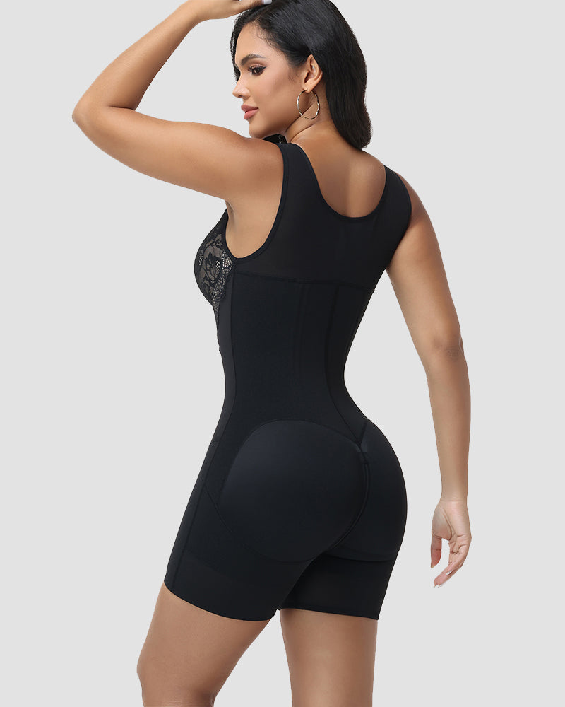 Shapshe® Moldeador Corporal con Control de Abdomen, Escote Profundo en V de Encaje y Cierre de Cremallera