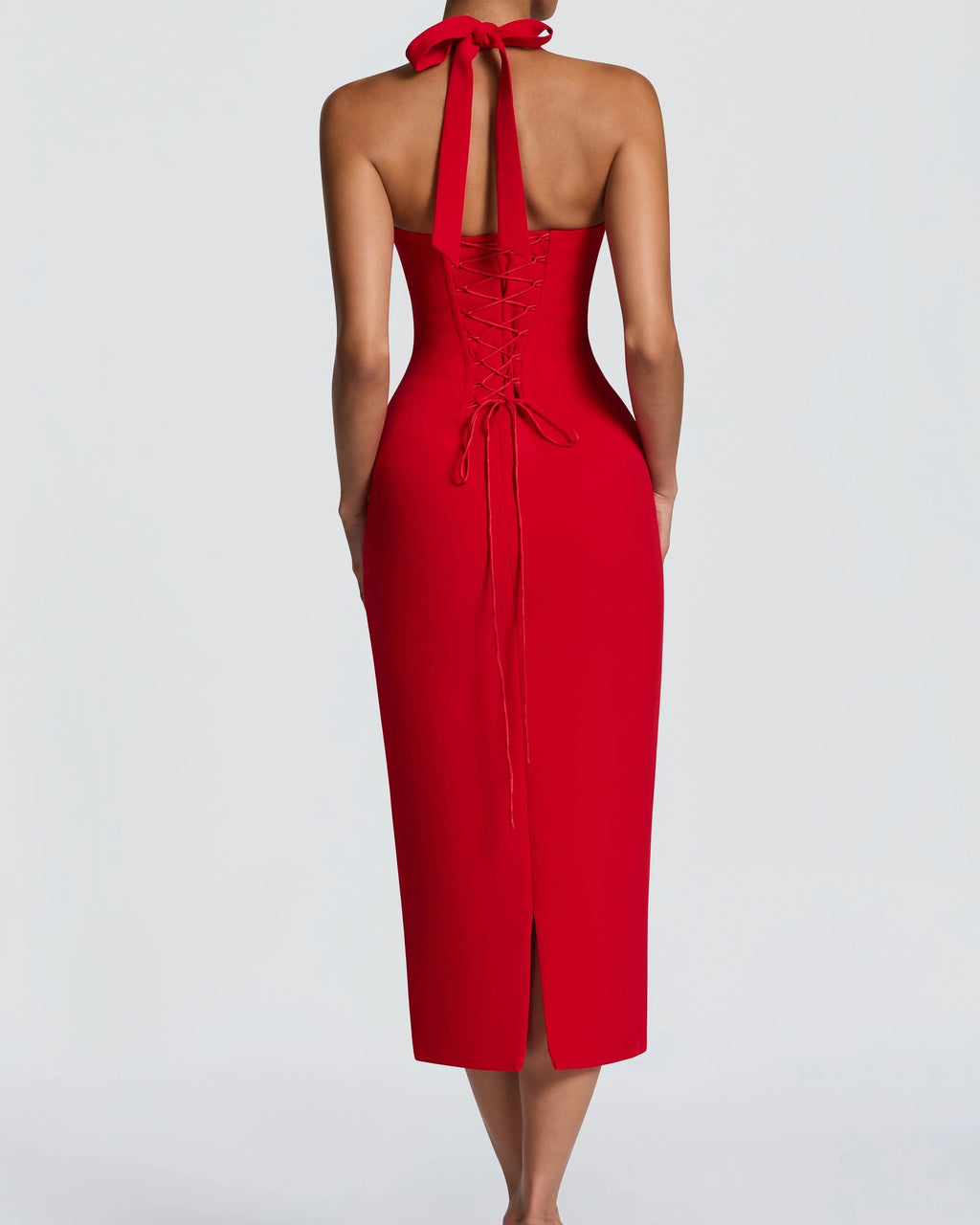 Vestido Ajustado Curvo Sexy Sin Espalda con Lazos