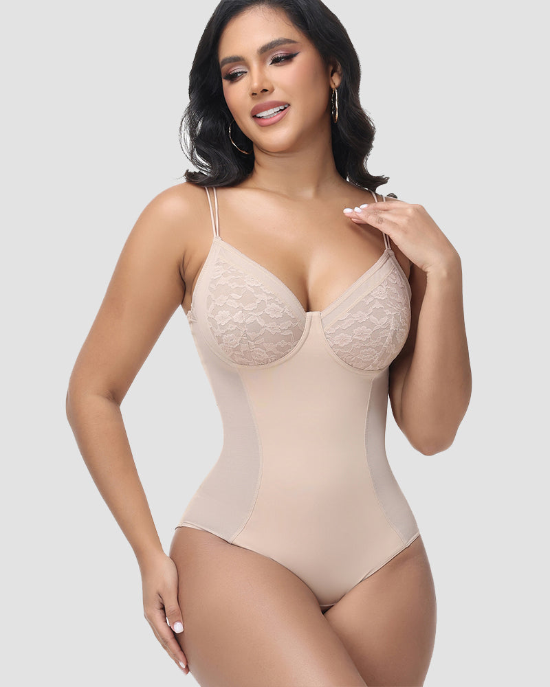 Shapshe® Body Modelador con Encaje en la Espalda, Cierre de Cordones y Control de Abdomen