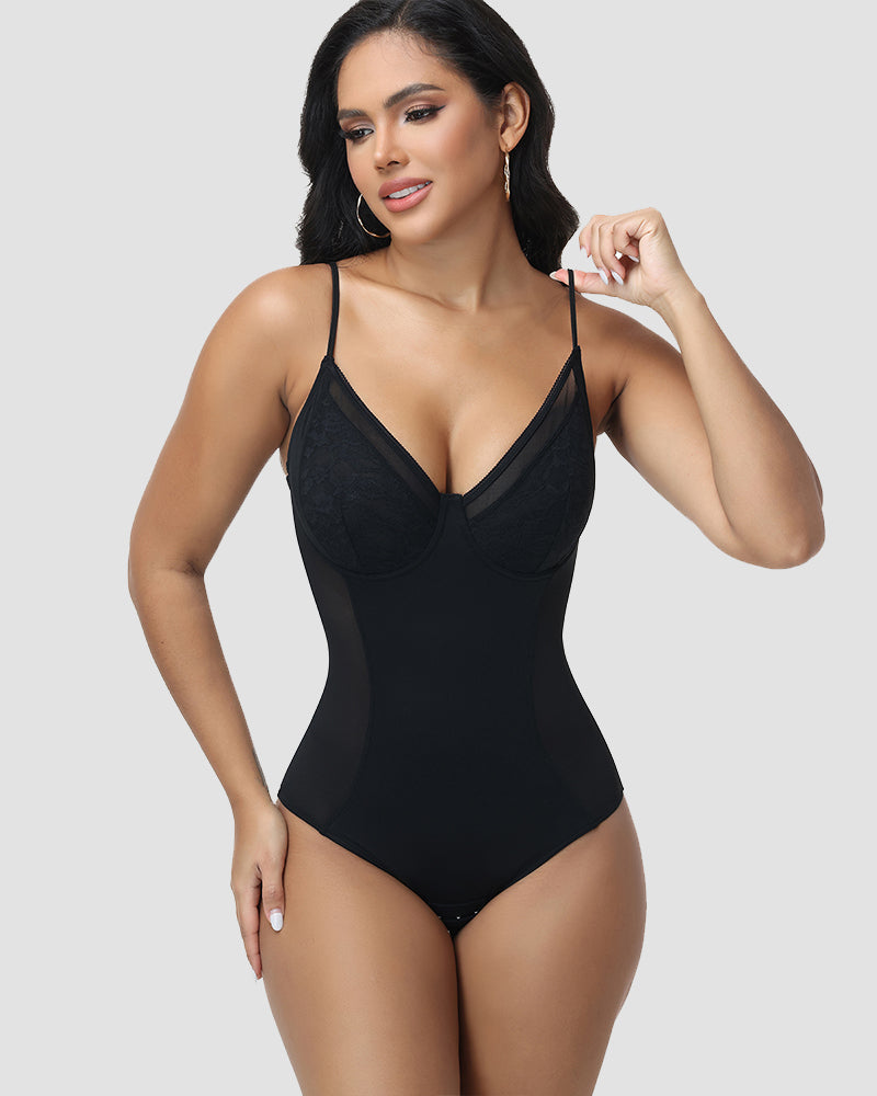 Shapshe® Body Modelador con Encaje en la Espalda, Cierre de Cordones y Control de Abdomen