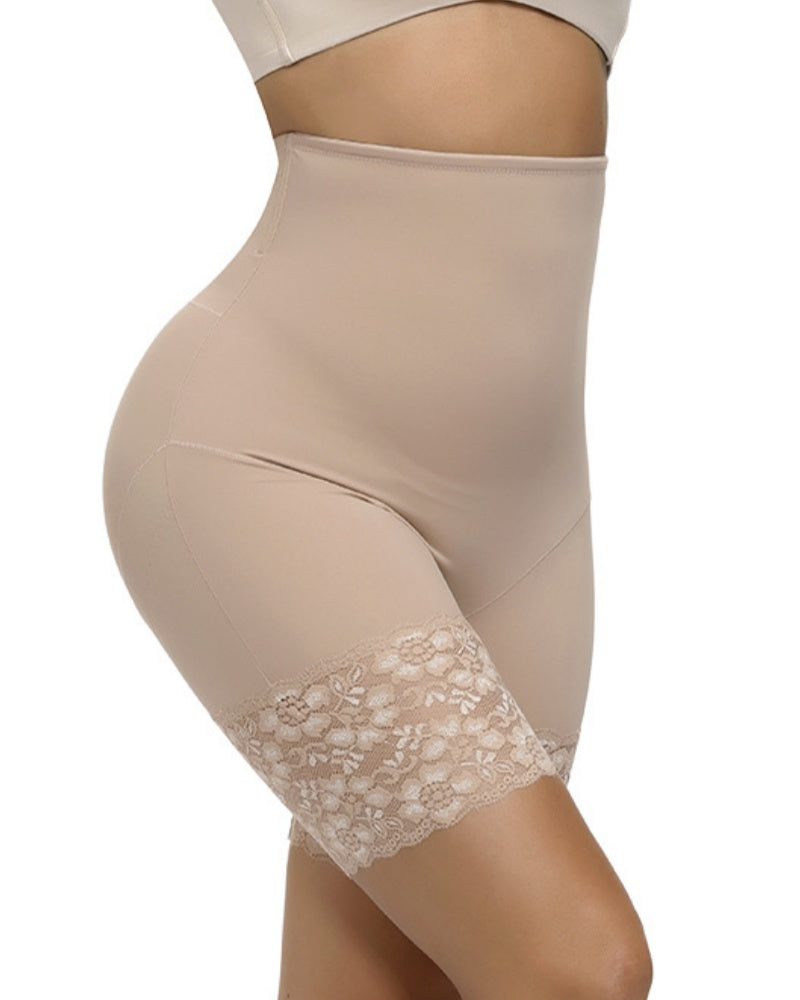 Shorts Moldeadores de Cintura Alta con Encaje, Control de Abdomen y Levantamiento de Glúteos