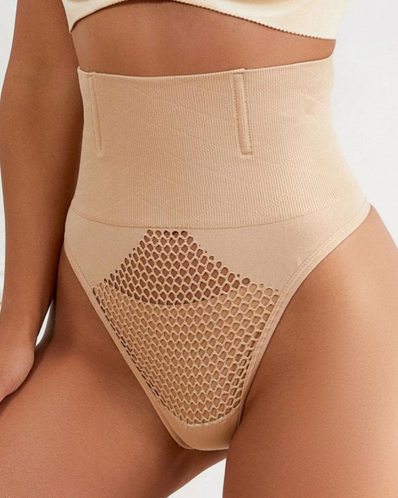Faja Moldeadora Fina de Cintura Alta Hueca con Diseño para Abdomen en Estilo Tanga