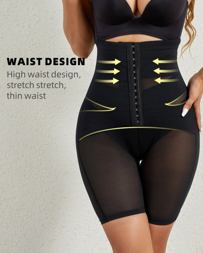 Shorts moldeadores de malla elástica de cintura alta con hebilla ajustable
