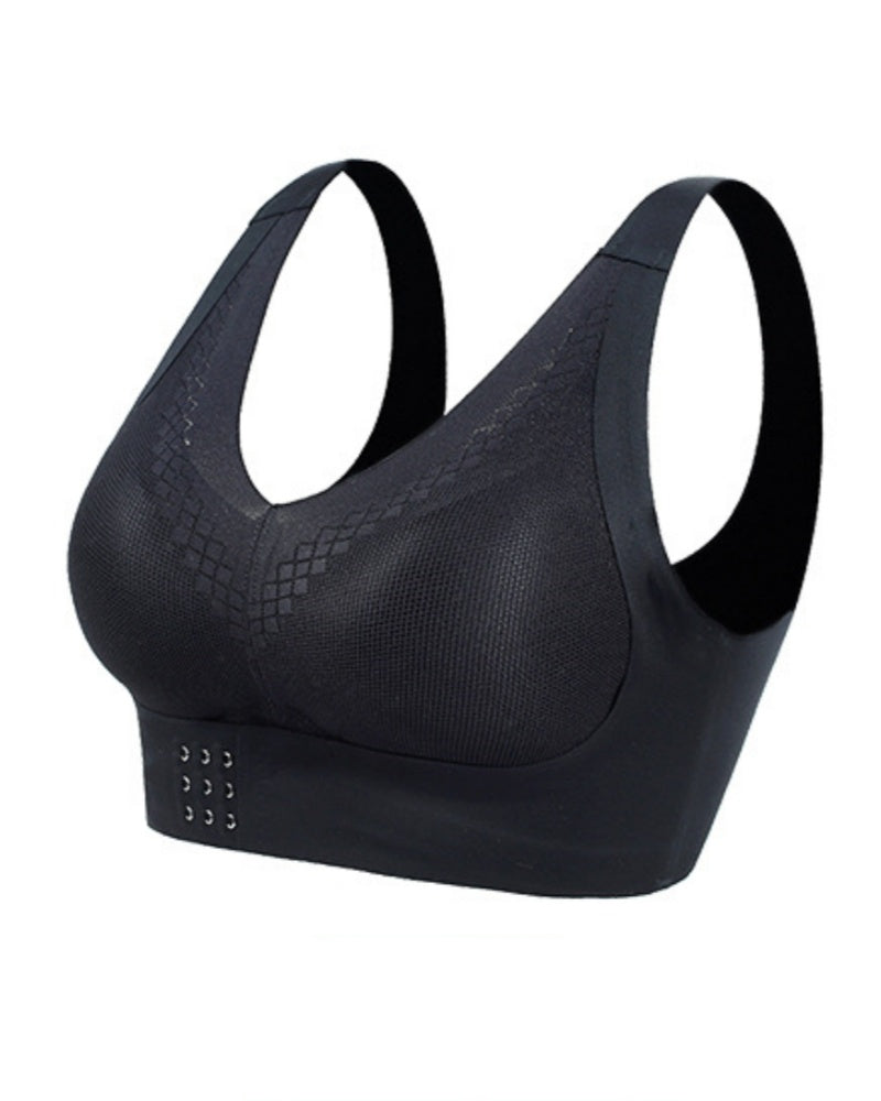 Sujetador deportivo con push up, hebilla frontal, talla grande, anti flacidez