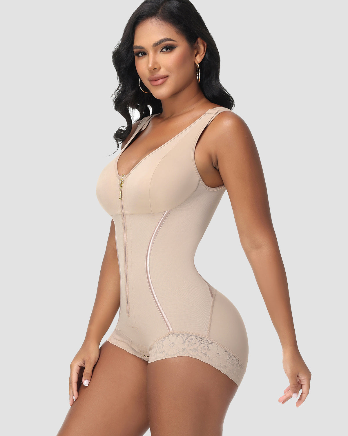 Body de compresión alta de cuerpo entero con control de abdomen y cierre, moderno y slim
