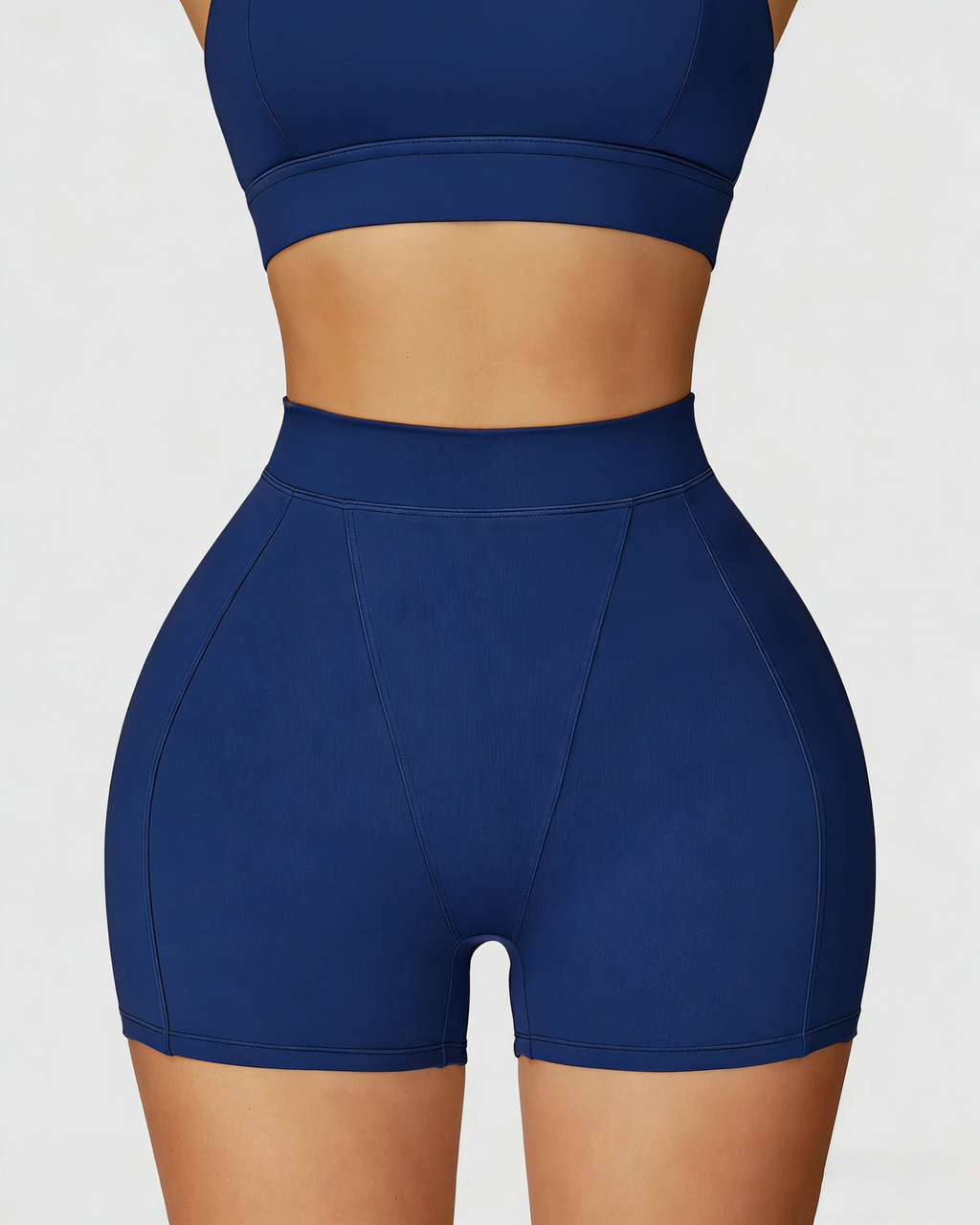 Shorts Cortos Ajustados Deportivos de Cintura Alta Core, Estilo Casual, Envoltura para Abdomen, para Correr, Fitness y Yoga al Aire Libre
