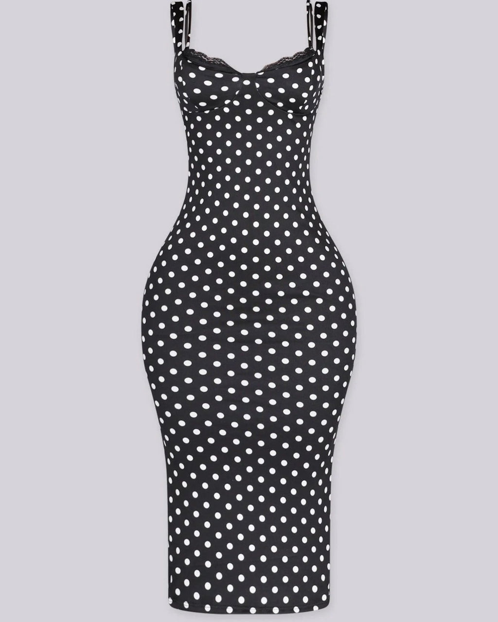 Vestido Maxi Clásico de Lunares para Mujer, Ajustado, Elástico y Sexy