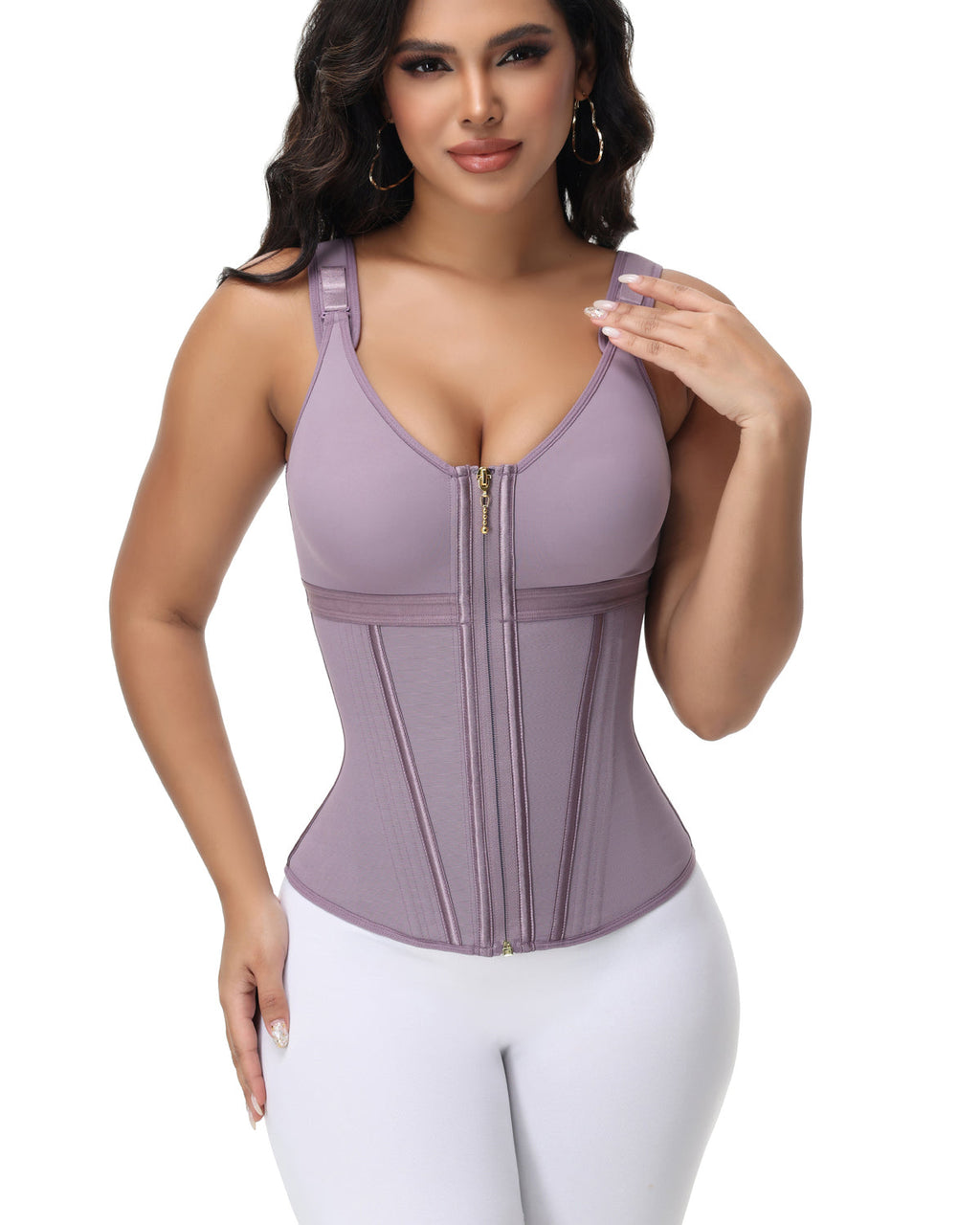 Shapshe® Fajas Colombianas Trainer de Cintura con Cremallera Frontal, Varillas de Acero y Control de Abdomen