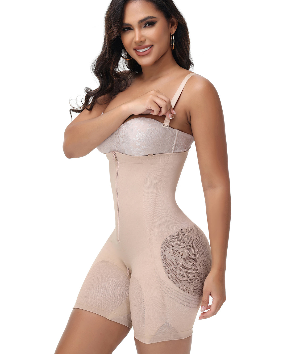 Shapshe® Shorts Moldeadores de Cintura Alta con Malla para Cadera y Cierre de Cremallera para Mujer