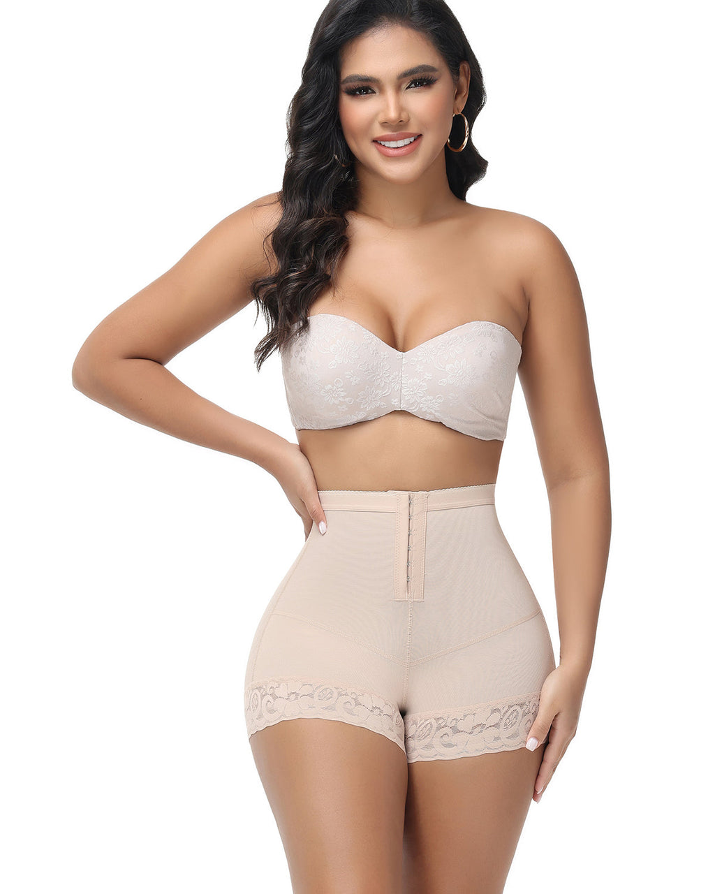 Shorts Shapshe® de Cintura Alta con Levantamiento de Cadera y Cierre Frontal de Gancho