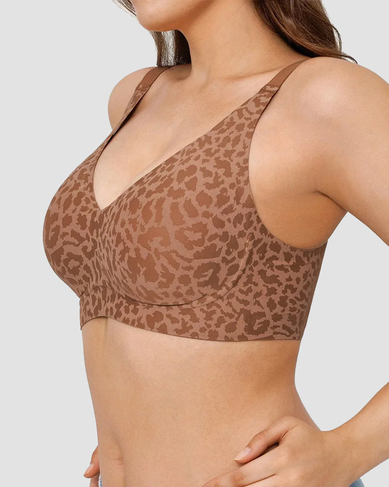 Sostén inalámbrico de cobertura total con estampado de leopardo