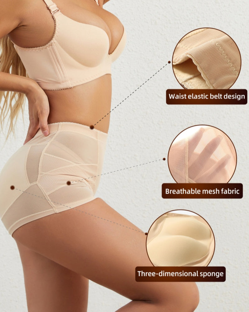 Shorts moldeadores de malla con control de abdomen, levantamiento de glúteos y almohadilla de espuma