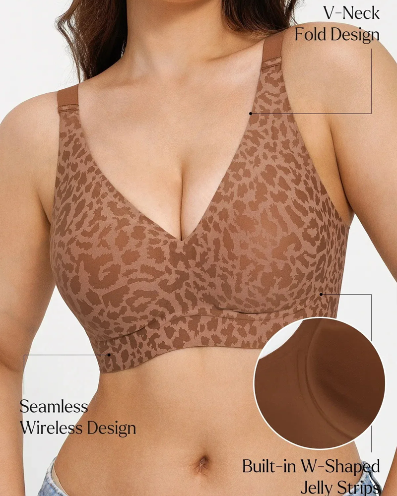 Sostén inalámbrico de cobertura total con estampado de leopardo
