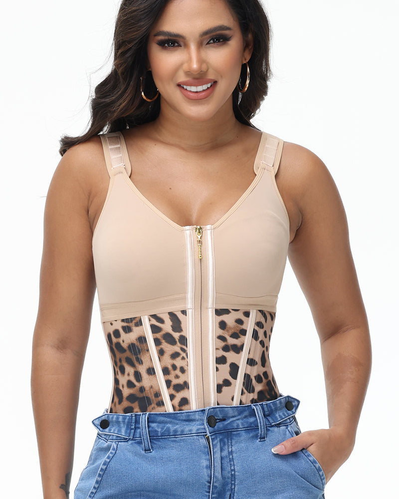 Chaleco de Leopardo para Mujer con Control de Abdomen y Cinturilla Moldeadora con Sostén