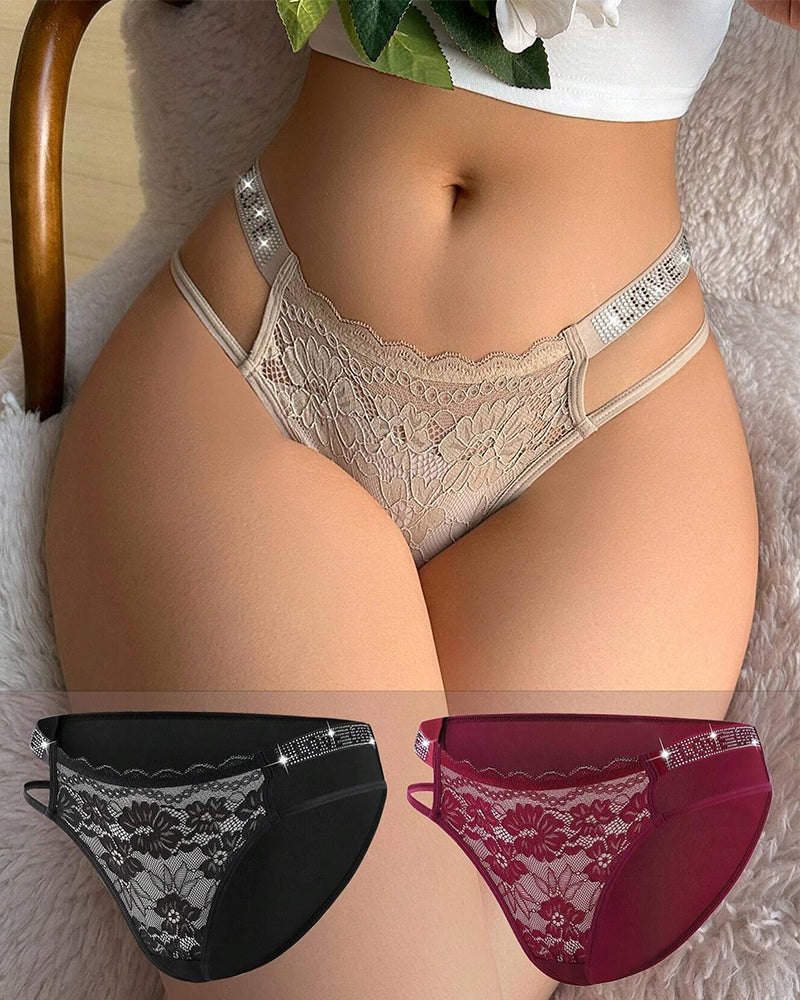 Bragas cómodas de encaje para mujer, sexys, de cintura baja con recortes