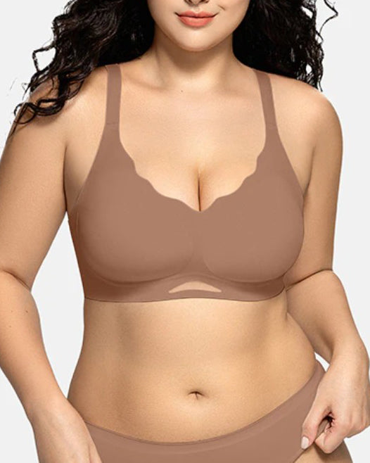 Sostén inalámbrico push up para mujer, sin costuras, transpirable y de un solo color