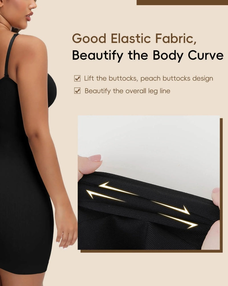 Vestido Mini Moldeador con Tirantes y Control Abdominal Sin Costuras