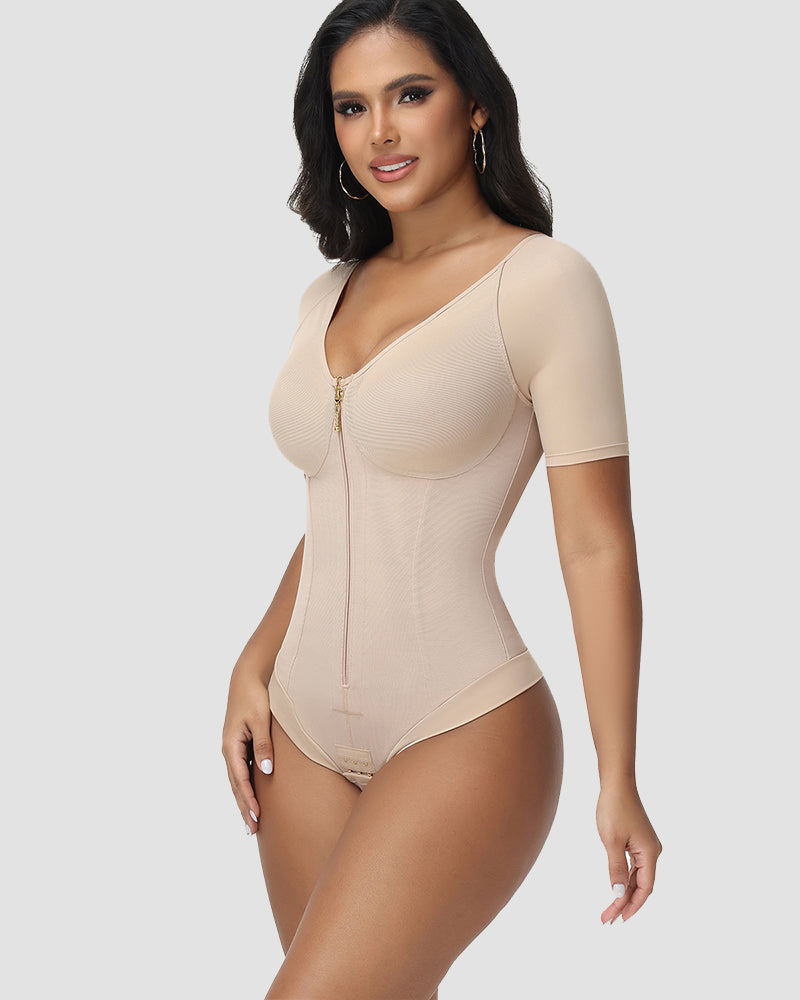 Shapshe® Body de Tanga con Control de Abdomen y Mangas Cortas