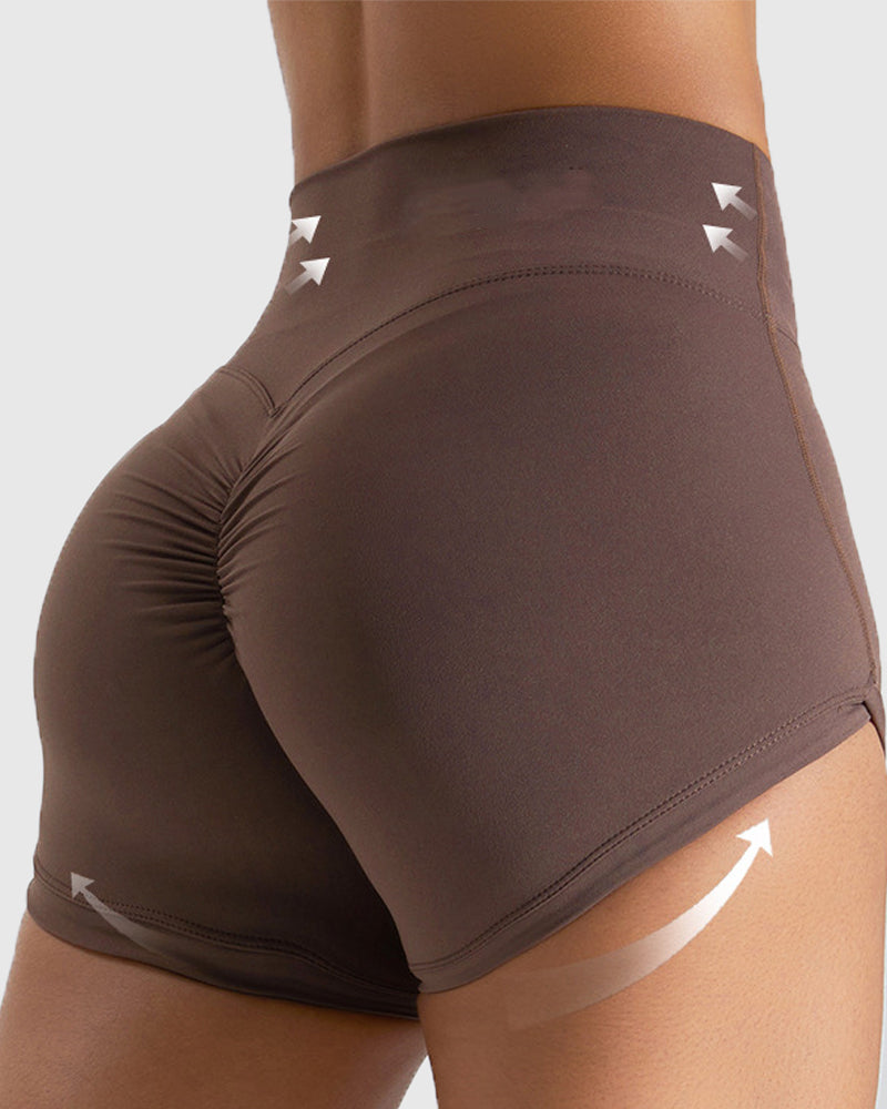 Shorts deportivos de yoga sin costuras que realzan las caderas
