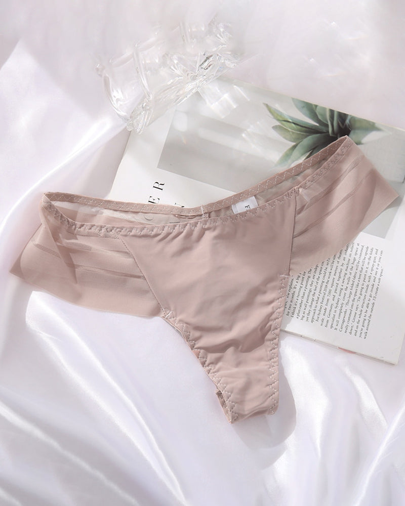 Bragas Sexys de Seda Helada a Rayas para Mujer, Sin Costuras, de Cintura Baja y Transpirables, Tanga