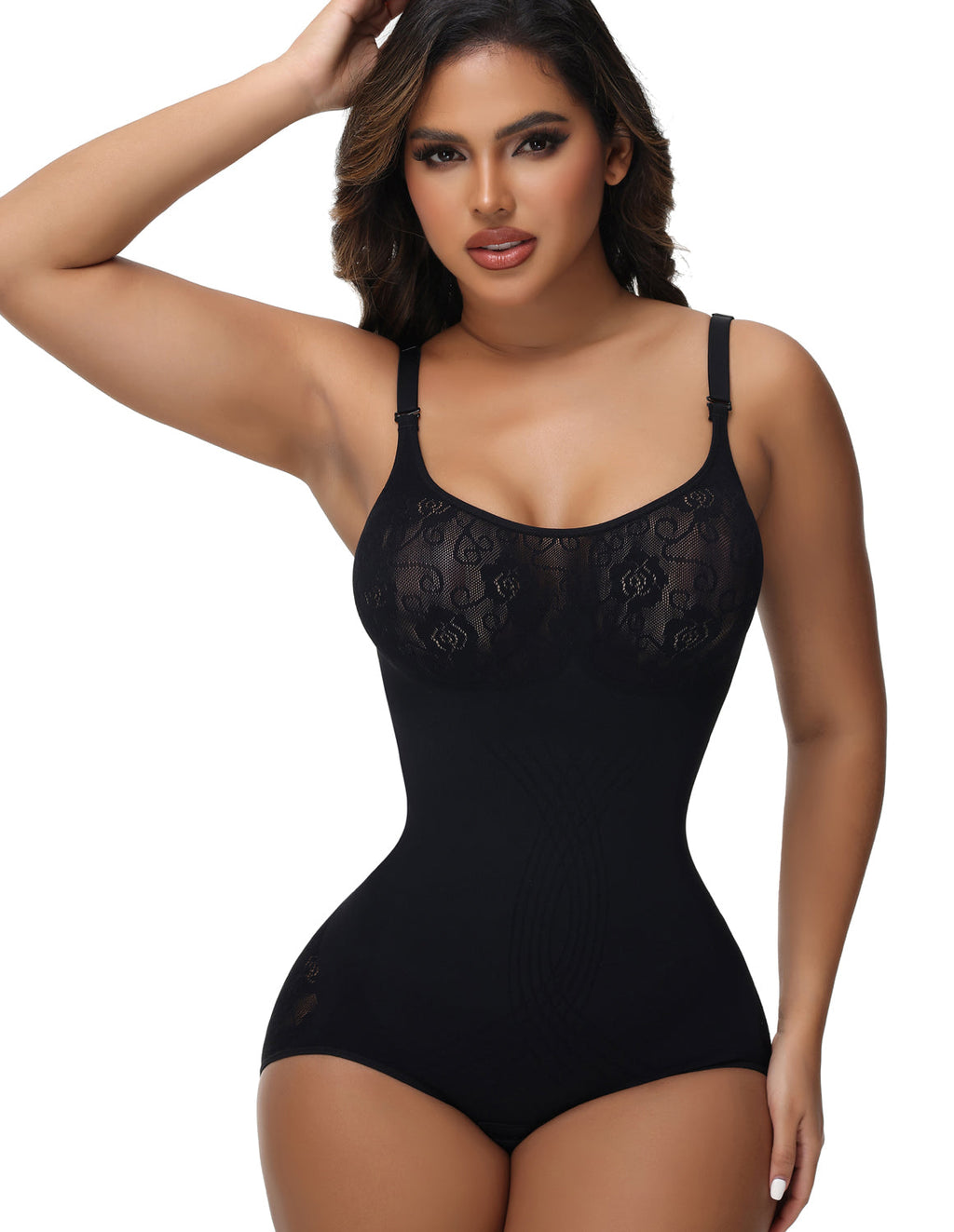 Shapshe® Body Moldeador Sexy Sin Costuras de Jacquard con Control de Abdomen y Tirantes Finos