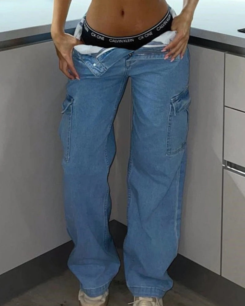 Pantalones Cargo para Mujer Levantacola de Cintura Alta con Múltiples Bolsillos a la Moda