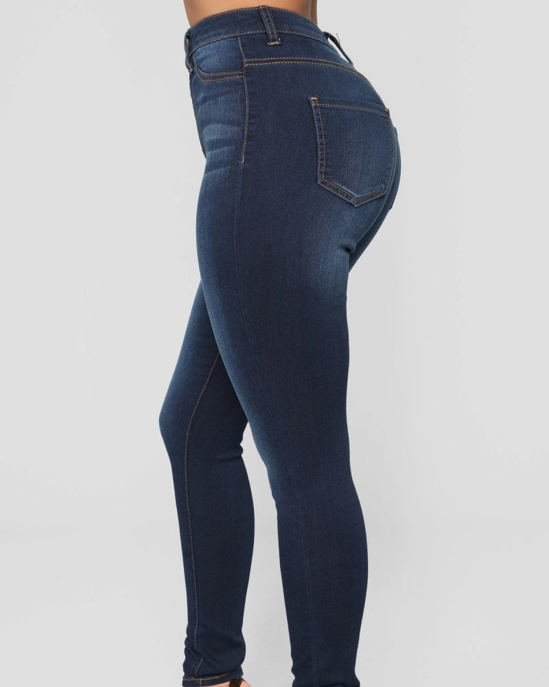 Jeans Ajustados de Cintura Alta con Control Elástico de Abdomen y Levantamiento de Cadera