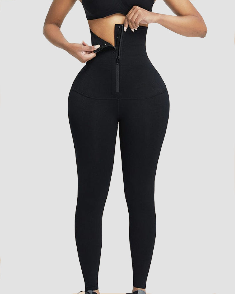 Leggings de Cintura Alta 2 en 1 con Cierre, Ajuste Slim y Control de Abdomen para Gimnasio
