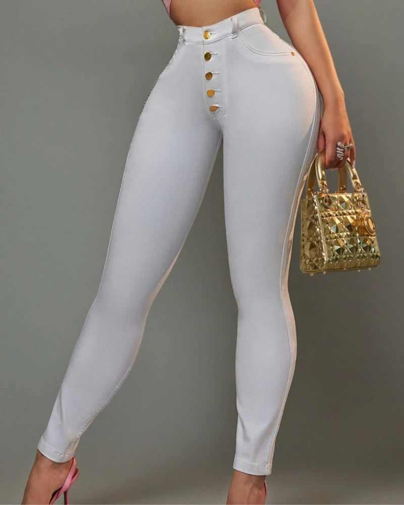 Jeans Colombianos Ajustados de Cintura Alta para Mujer, Estirables, Levanta Glúteos y Realza Curvas