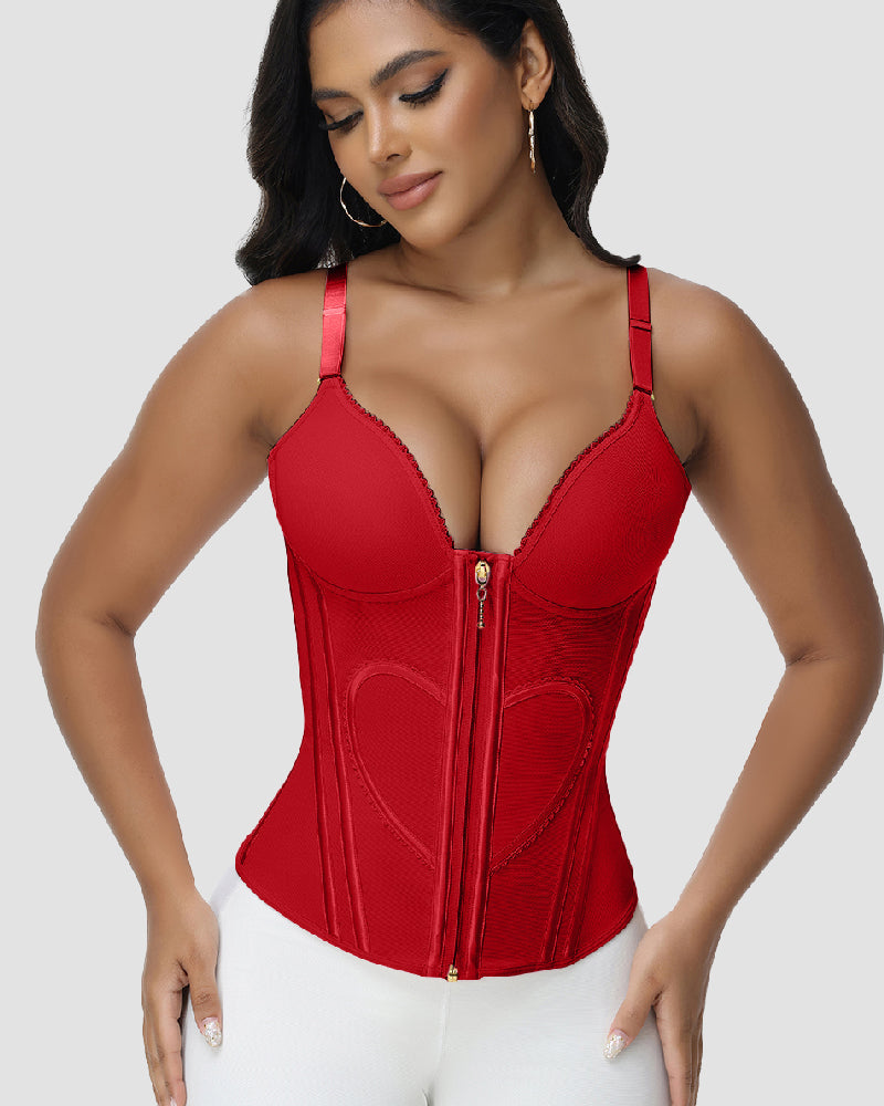 Shapshe® Fajas Colombianas Corset Top con Cremallera Entrenador de Cintura Love Pattern