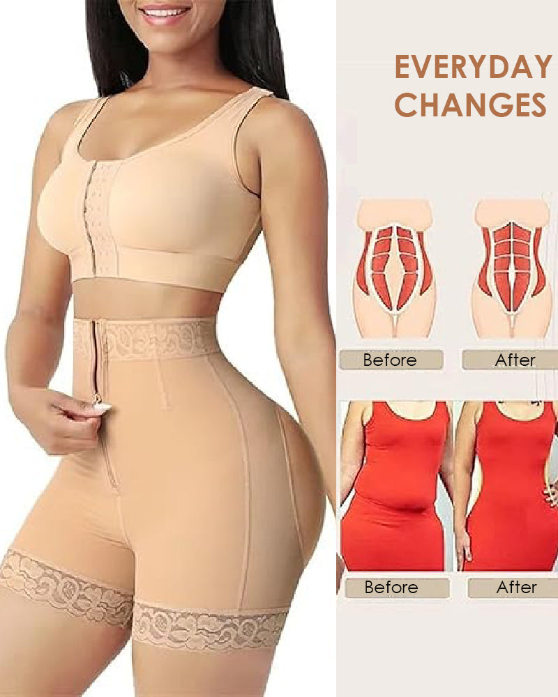 Shapshe® Short moldeador con cinturilla media, control de abdomen, cierre frontal, alta compresión y levantador de glúteos