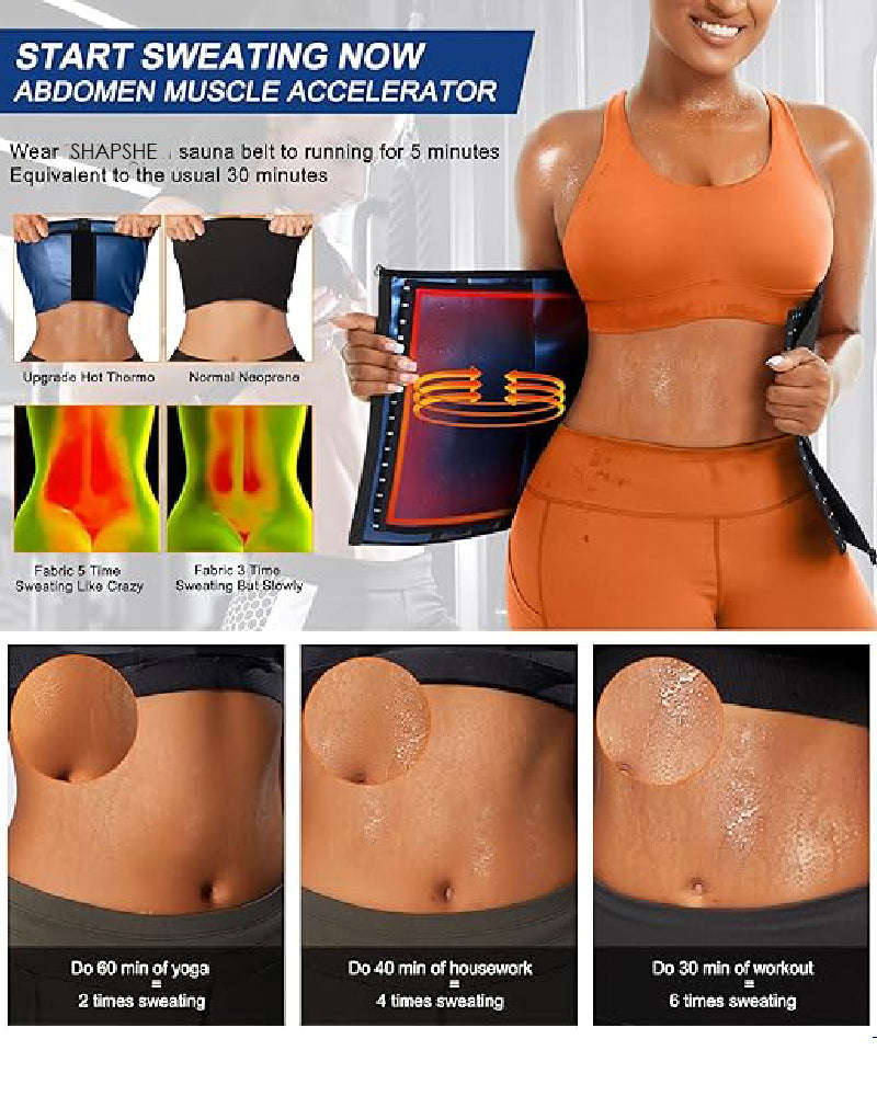 Faja Deportiva para Mujer Cinturón de Sudor para Entrenamiento, Pérdida de Peso y Abdomen con Hebilla