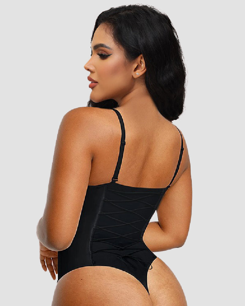 Shapshe® Body ajustado sin costuras con espalda sexy y tanga con cordones