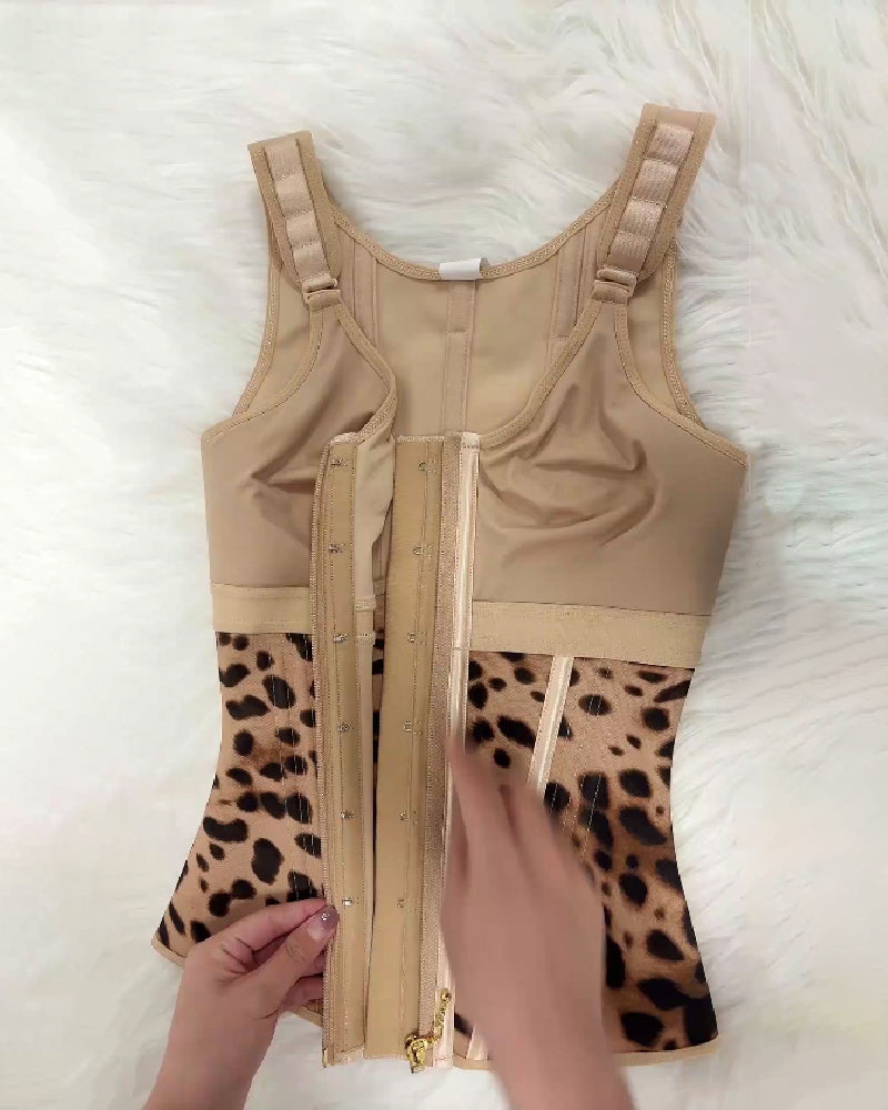 Chaleco de Leopardo para Mujer con Control de Abdomen y Cinturilla Moldeadora con Sostén