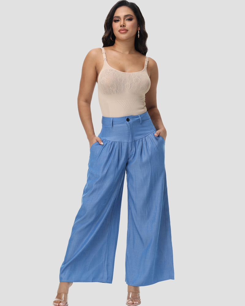 Jeans de pierna ancha de cintura alta casual y a la moda para mujer