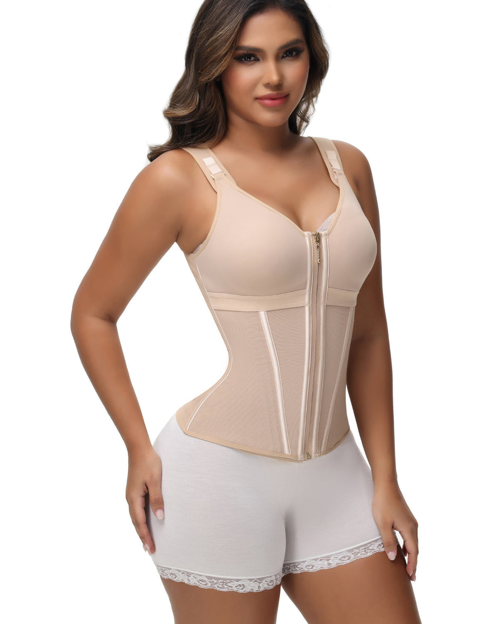 Shapshe® Fajas Colombianas Trainer de Cintura con Cremallera Frontal, Varillas de Acero y Control de Abdomen