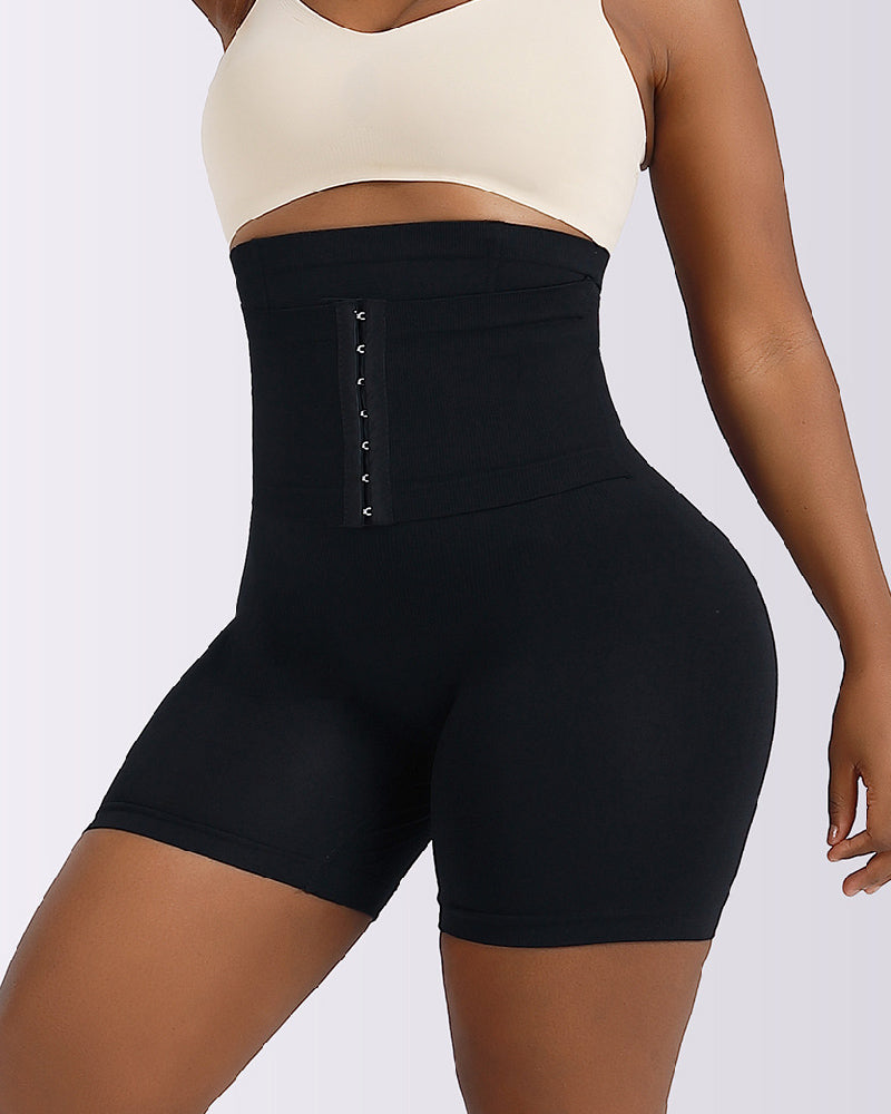 Shorts moldeadores tipo corset con cinturón de hebilla, cintura alta, elásticos, que levantan glúteos